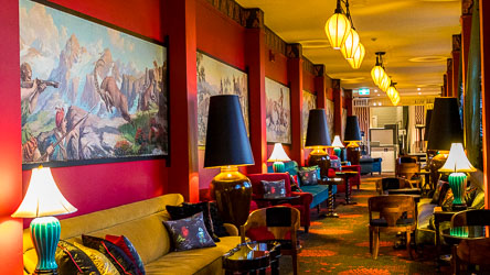 Walk this lavishly decorated corridor as we head east to our room at the Hydro Majestic Hotel. [5500]