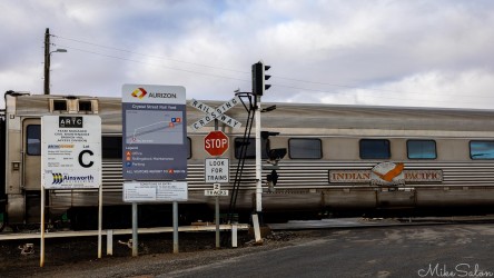 So long is the Indian Pacific that it blocks multiple crossings in Broken Hill while it shuffles forward to allow all passengers to disembark. [2835]