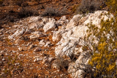 On the Living Desert Cultural Walk, an old indigenous quartz quarry.  Ancient aboriginals smashed the quartz to produce sharp shards useful for skinning, cutting and fighting. [2761]