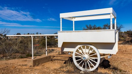 A 1991 replica of the ice-cream cart used by the two Pakistanis, sypathetic to the Turkish cause in WW1, to stage their attack on the picnic train. The cart is at White Rocks, 3km from the scene of the attack, where a shootout with police ended their lives. [3120]