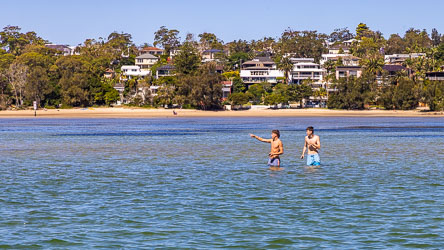 Somehow comfortable way offshore, these two boys enjoing an outing in Port Hacking. [6511]