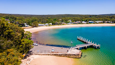 Bundeena Wharf from the air, highlighting ths shallow waters that the ferry must negotiate. [0145]