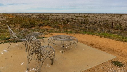 North of Hay is this "Sunset Viewing Spot" which enjoys 360 degrees of almost nothing, the flat and mostly empty plains around Hay. [1977]