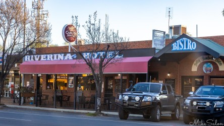 The Riverina Hotel was recommended, by our motel, for dinner. Good pub grub, popular with locals, very cosy by the fire, freezing outside. [5053]
