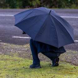 Keeping dry while photographing Cape Barren Geese. Some cameramen are well prepared. [3444]