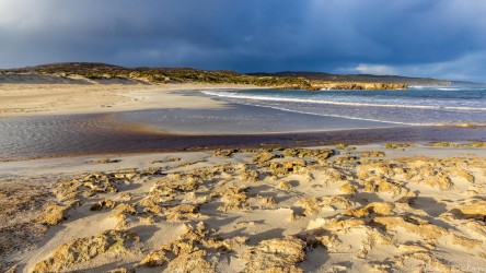 River outlet and the beach at Hanson Bay, late in the afternoon. [4210]