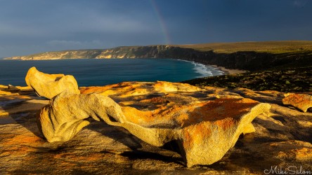 Taken in the first minutes of sunrise, this view of Remarkable Rocks is in extraordinary light. Behind, is Cape Du Couedic. [4118]