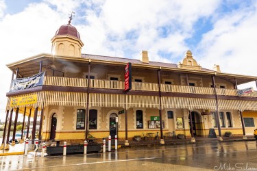The Railway Hotel is where we settled on for dinner in our one night in very wet Peterborough. The dining room was half busy, and there was a Lions Club type function in an adjacent room. [3183]
