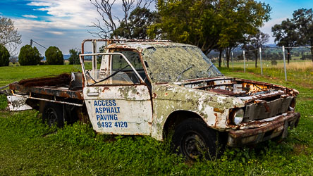 It looks as though this ute has done its last paving job. In the grounds at Strathearn. [5402]