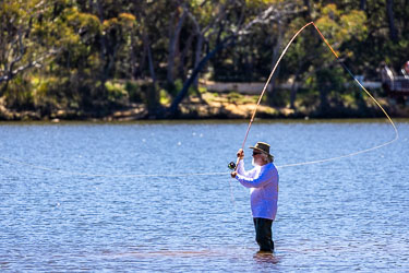 We saw a van nearby advertising `Master Fly Casting Intruction`. This would be the instructor! [5901]